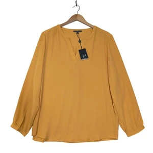 Camicetta Adrianna Papell donna XL giallo pullover scollo a V manica lunga carriera - Foto 1 di 11