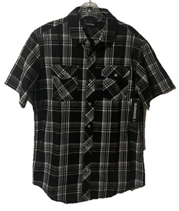 Neu mit Etikett Burnside Herren Gr. M geknöpftes Hemd S/S schwarz weiß kariert 2070 - Bild 1 von 5