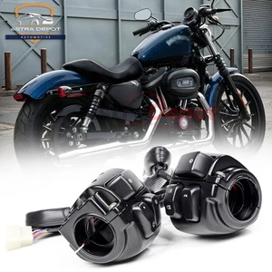 1" Billet Aluminum Hand Control Switches + Wiring Harness for Harley Sportster - Foto 1 di 12
