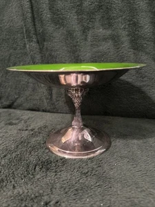 Plato de caramelo de compota pedestal esmaltado vintage Reed & Barton # 141 plateado - Imagen 1 de 8