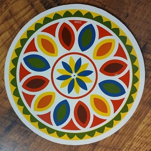 Vtg Zook Trivet Wall Art Pennsylvania  Dutch Star Flower Kitschy MCM 7.75” Cork - Picture 1 of 6