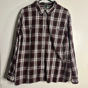LRL Lauren Ralph Lauren Shirt Men's 3XL - Red & Black Long Sleeve Button Up - Picture 1 of 7