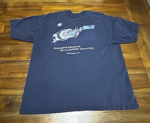 Camicia vintage Gildan uomo grande blu navy manica corta ASUS Tech innovativa Y2k - Foto 1 di 7