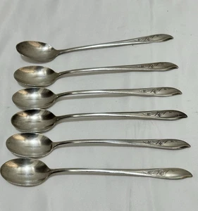 SPRINGTIME 6 Iced Tea / Parfait Spoons 1847 Rogers Bros Silverplate VERY FINE - Picture 1 of 6