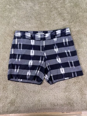 ANN TAYLOR LOFT Women's Shorts Sz 4 Blue Whiteb Geometric Mid Rise 32x5.5 E755 - Image 1 of 4