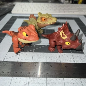 Jurassic World Snap Squad lotto di 3 dinosauri triceratopi baryonyx figure raptor - Foto 1 di 4