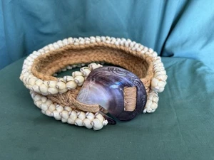 South Pacific Hand Made Shell Beaded Belt 30”long X 2” 3/4 wide - Picture 1 of 5