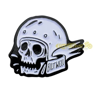 Brooch Metal Biltwell Model Enamel Pin Skull White - Black - Picture 1 of 4
