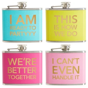 4-Pack 5 oz Flask For Women in 4 Designs, Liquor Canteen for Girls Trip Gifts - Picture 1 of 10