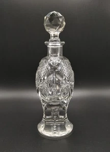 Vintage Perfume Bottle Cut Glass Crystal Clear Tall Decanter Stopper - Picture 1 of 9