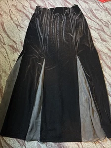 Vintage 1990er schwarz Samt & Chiffon Maxirock Meerjungfrau durchsichtig Stretch XL 1X - Bild 1 von 7