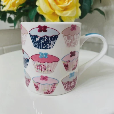 QUEENS Fine Bone China Floral Cupcake Coffee Mug /Cup, Microwave Dishwasher Safe - Image 1 of 4