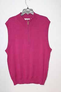 Donald Ross 1/4 Zip Golf Wool Sweater Vest Men LARGE Pink-Purple NO CLUB LOGOS