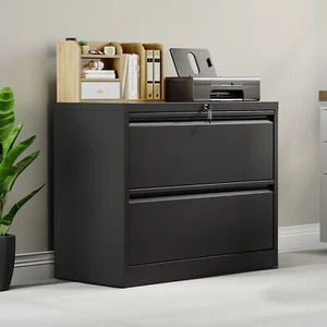 TAUS Lateral File Cabinet with 2 Drawer Metal Filing Storage Cabinet Lockable - Picture 1 of 5