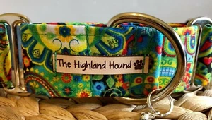 2" Day Of The Dead Handmade Fishtail Martingale Dog Collar Greyhound, Whippet - Picture 1 of 8