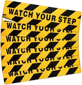 6 Pack 24"x 6" Watch Your Step Floor Decal Sticker Prevent Accident Caution Sign - Picture 1 of 7