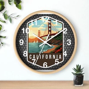  State Of California Skyline Kunst Wanduhr mit einem Vollholz 3D Rahmen Zeitmesser - Bild 1 von 19