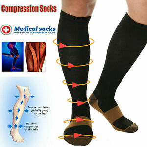 1Pair Medical Copper Compression Socks for Women & Men 20-30mmhg Knee High Sock