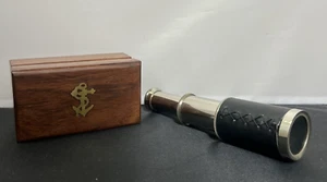 Vintage Brass Monocular Spotting Scope 6" Length in Wooden Box VGUC BnftsCharity - Picture 1 of 11