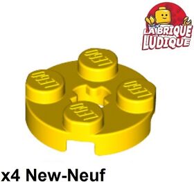 LEGO 4x Flat Round Plate Round Axle Hole 2x2 Yellow/Yellow 4032 New