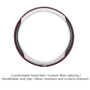 15" Steering Wheel Cover for Volkswagen Honda Buick Toyota Leather+Carbon Fiber - Picture 1 of 14