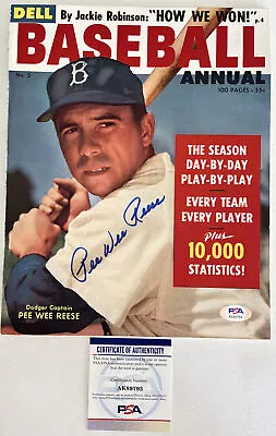 Pee Wee Reese Signed Baseball Annual Magazine NO Label PSA/DNA,1956,Auto,B119 - Image 1 of 4