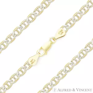 4.4mm Marina / Mariner Link Sterling Silver 14k Yellow Gold-Plated Chain Anklet - Picture 1 of 1