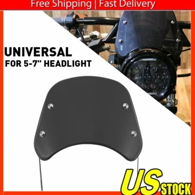 5-7" Motorcycle Front Flyscreen Windscreen Headlamp Windshield + Mount Bracket V - Изображение 1 из 4