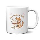 Ceramic Mug 330 Ml Cats With Live With A Smile Writing