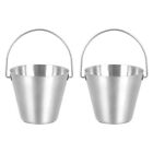  2 Pcs Egg Bucket with Handle Stainless Steel Holder Chip Mini Rack Container