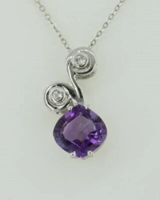 Nobile 3,25 Carati Ametista Topazio Bianco Rimorchio 925 Argento Collier Collana - Immagine 1 di 4