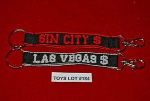 Lote de 2 correas de llavero vintage LAS VEGAS SIN CITY rojo y negro #184 - Imagen 1 de 3