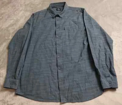 Rip Curl Shirt Men's XL Gray Striped Button Up Long Sleeve Roll Tab Casual - Image 1 of 4