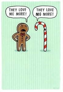 Funny Merry Christmas Gingerbread Man Candy Cane Love Hallmark Greeting Card - Picture 1 of 3