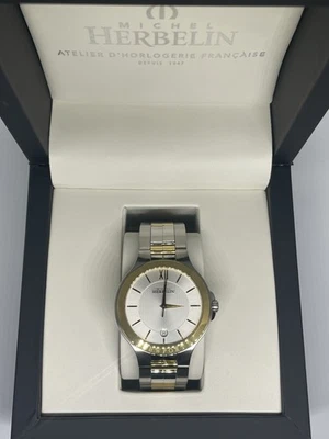 Men’s Herbelin Newport Two Tone Bracelet Watch Model 12298/BT11, Silver dial NEW - Image 1 of 4