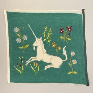 Vintage Unicorn Needlepoint Tapestry Completed Unframed - Picture 1 of 19