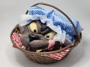 Rotkäppchen Korb mit großem bösen Wolfskopf Halbmaske Cosplay Kostüm - Bild 1 von 9