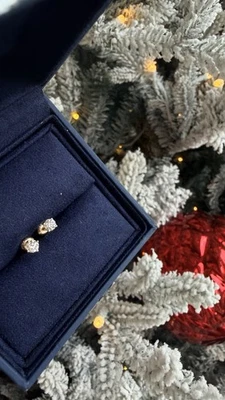 💎 14k Yellow Gold .50 CTW Natural Diamond Stud Earrings Push Backs (3008) - Image 1 of 4