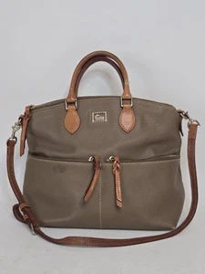 Vintage Dooney Bourke Domed Satchel Pebble Leather Brown Handbag Soft - Picture 1 of 15