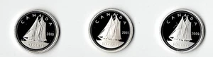 LOT OF THREE 2007-10 CANADA 10 CENTS SILVER PROOF DIMES - BU - Picture 1 of 2