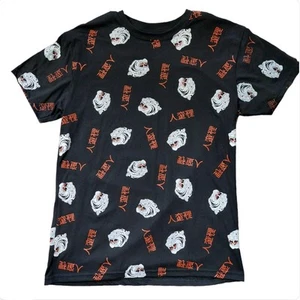 Fresh Laundry Men T Shirt M Black Tiger All Over Graphic Print Short Sleeve Tee - Picture 1 of 8