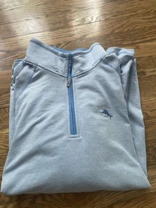 Suéter Pullover Para Hombres Tommy Bahama 1/2 Cremallera Mezcla Algodón Azul Manga Larga Talla L - Imagen 1 de 4
