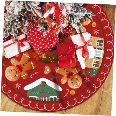 Christmas Tree Skirt 48inch Christmas Gingerbread Tree Skirt Gingerbread House  - Image 1 of 4