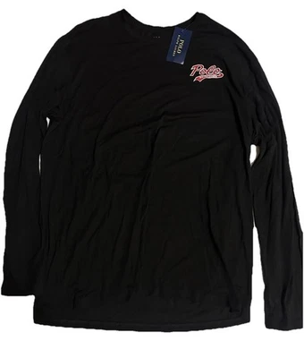 Polo Ralph Lauren Mens Logo Graphic Crew Neck Henley Shirt, Black, LG - Image 1 of 4