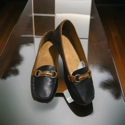 Aerosoles A2 Stitch N Turn Horsebit Accent 2-Tone Loafer Size 7M Blk Brown - Image 1 of 4