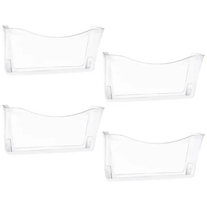 4 Pack Clear Single Pocket Hanging File Organizer, Plastic Wall Mount Paper M... - Picture 1 of 6