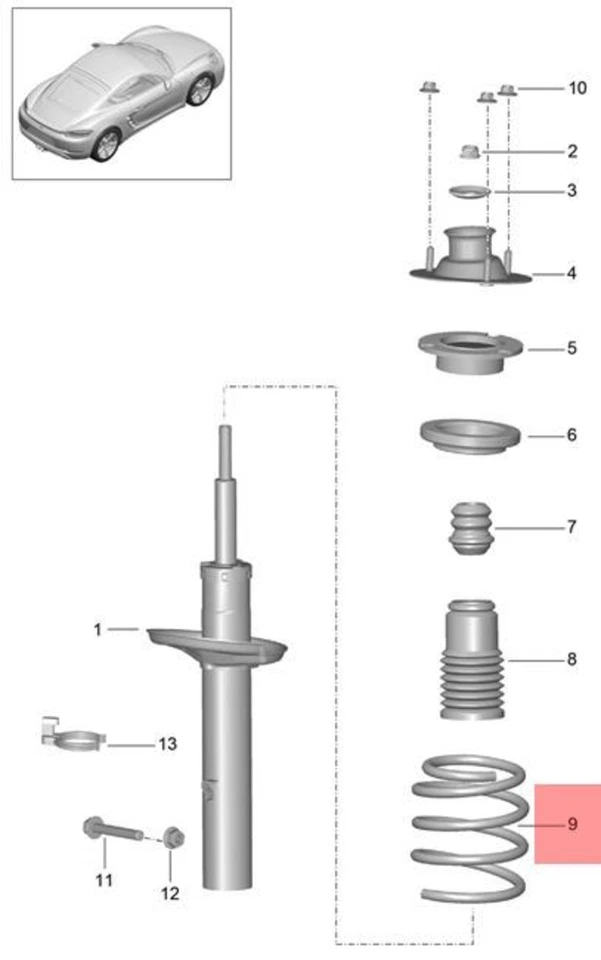 Genuine PORSCHE 718 Cayman Porsche 982 Coil Spring 982511115F504 - Image 1 of 1