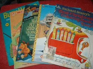 Asst VTG Coloring Books   Rudolph, Sesame St,  Richard Scarry, Night Before Xmas - Bild 1 von 23