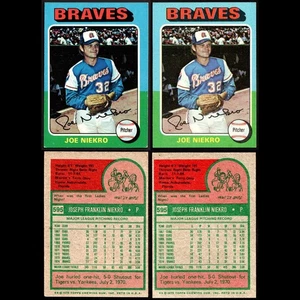 JOE NIEKRO - Lot of (2) 1975 Topps #595 Atlanta Braves Vintage - Picture 1 of 5