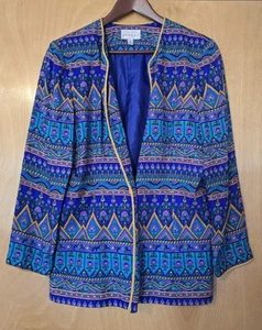 Blazer de trabajo de seda colorido para mujer Adrianna Papell talla 12 multicolor Jack de oficina - Imagen 1 de 10